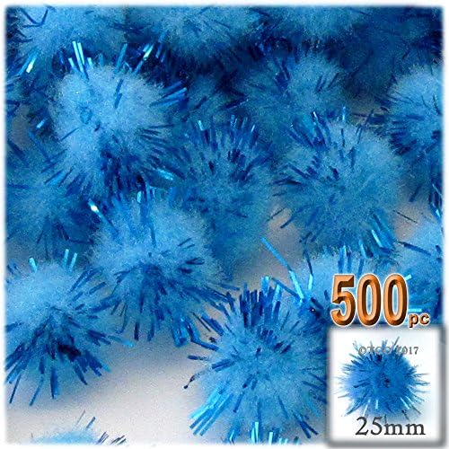The Crafts Outlet Chenille Sparkly Pom Poms Emerald Green 10-inch 500-pc