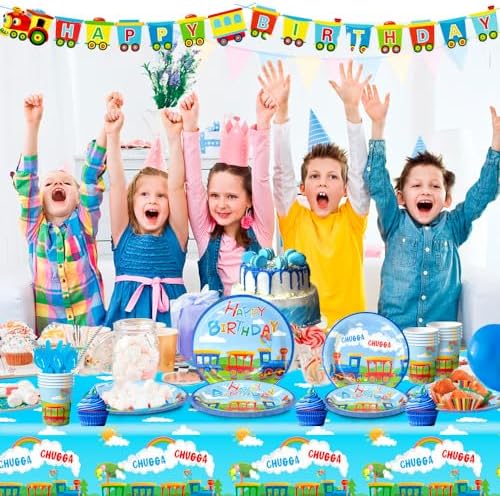 Train Birthday Party Supplies 128pcs Set
