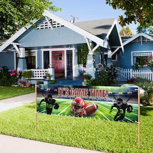 Hooqict Football Banner Game Time Party Decor
