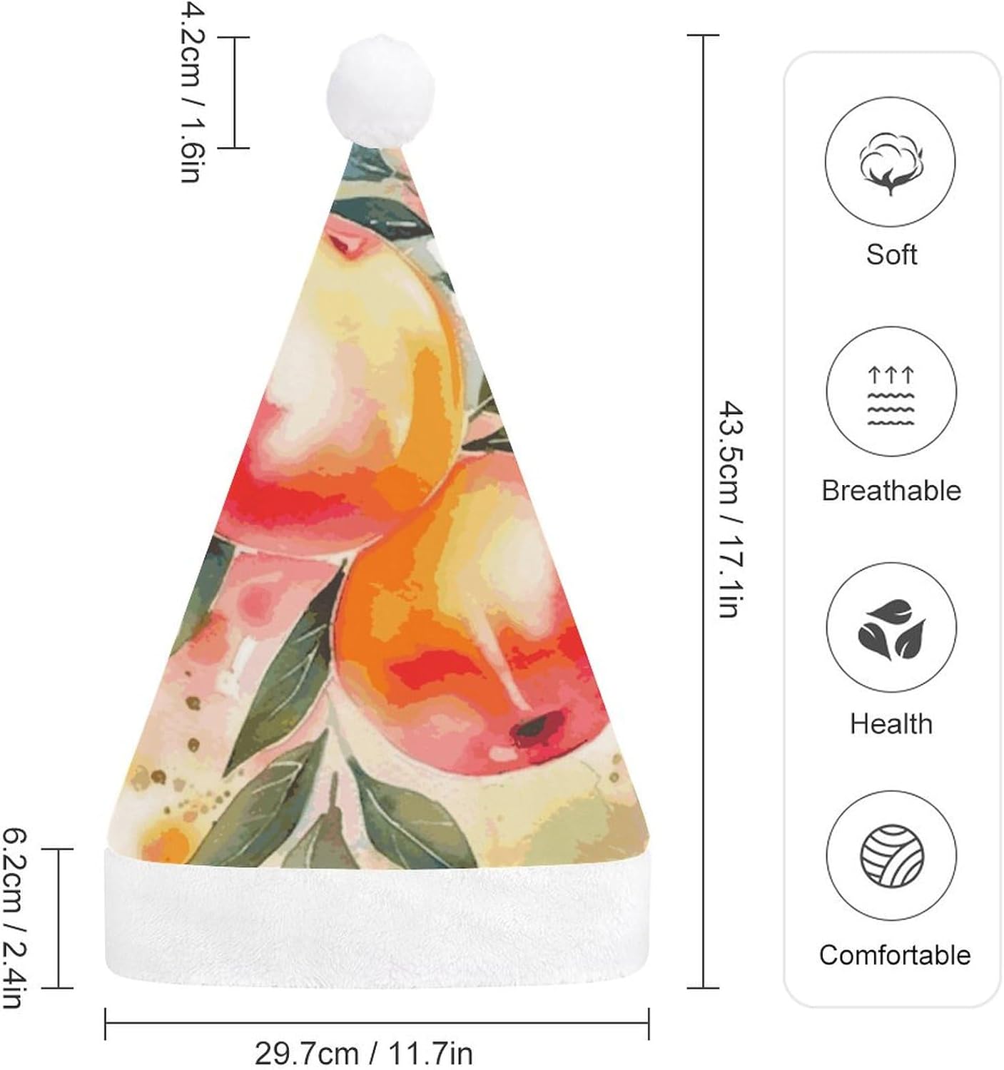 Colorful Peach Watercolor Santa Hat Christmas Headwear