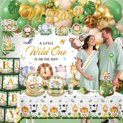 Cocomigo 260PCS Safari Baby Shower Decor Set