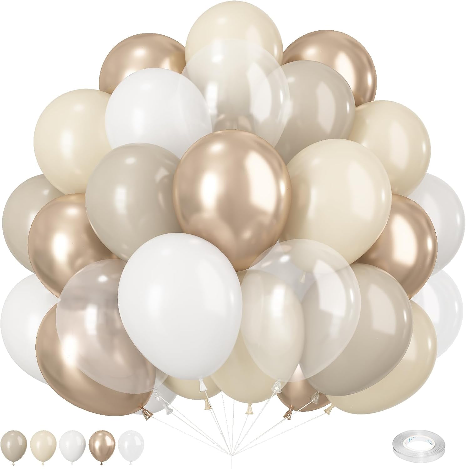 60PCS Beige Gold Balloons Set for Party Decorations