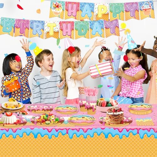 146Pcs Ice Cream Party Supplies Kit for 24 Guests