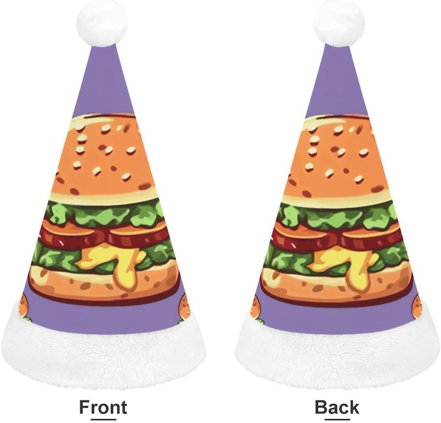 Cartoon Hamburger Christmas Hat for Adults and Kids