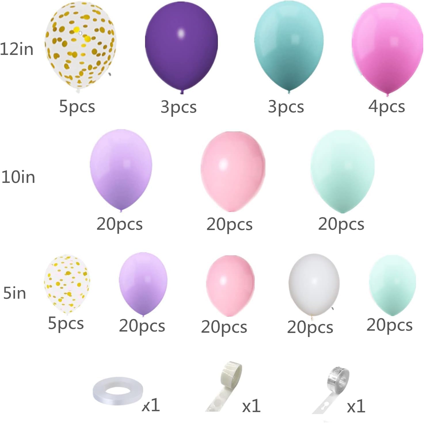 Amandir Unicorn Balloons Arch Garland Kit 168Pcs