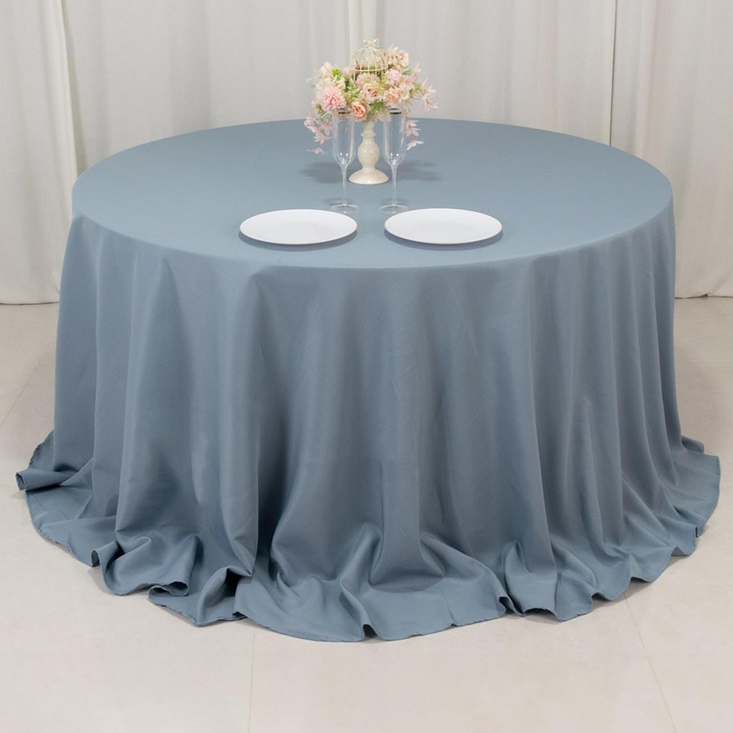 Balsa Circle 132 Inch Dusty Blue Round Tablecloth
