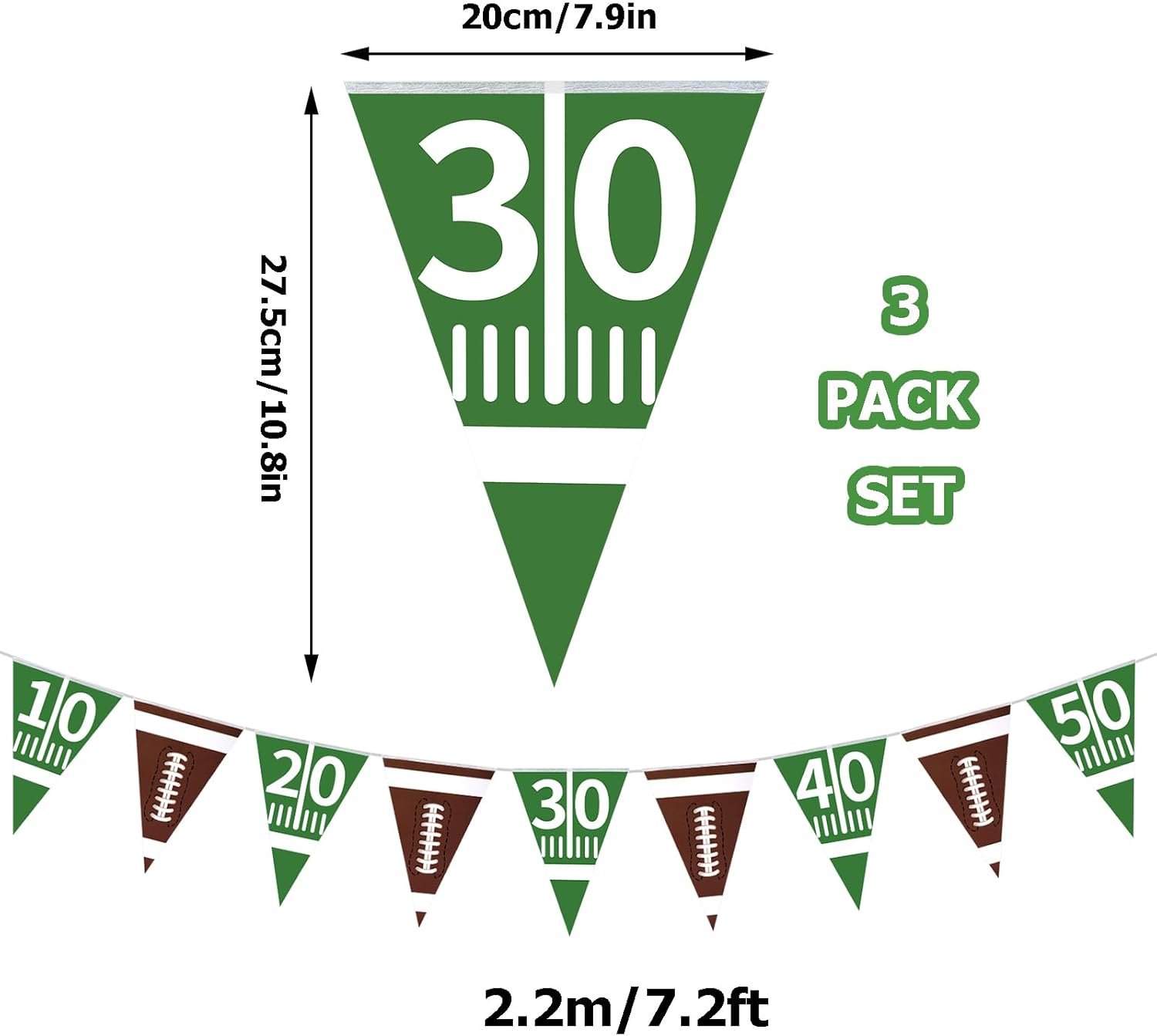 3 Pack Football Bunting Banner for Party Decorations