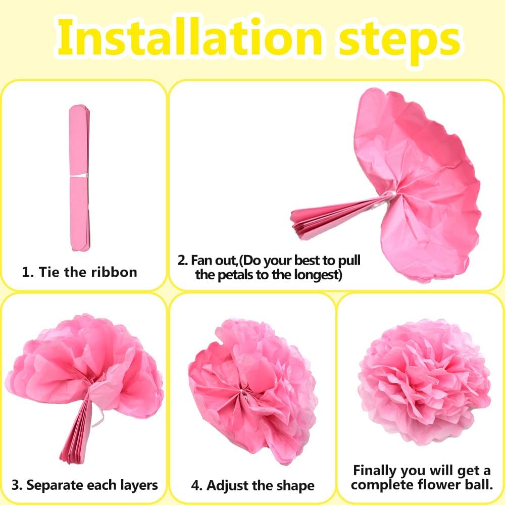 Ruidee 12 Pieces Tissue Paper Pompoms for Party Decorations