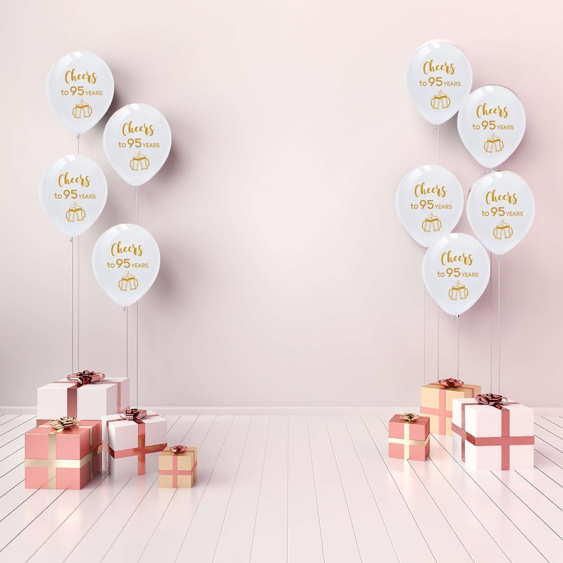 White Cheers 95th Birthday Latex Balloons 12inch 16pcs
