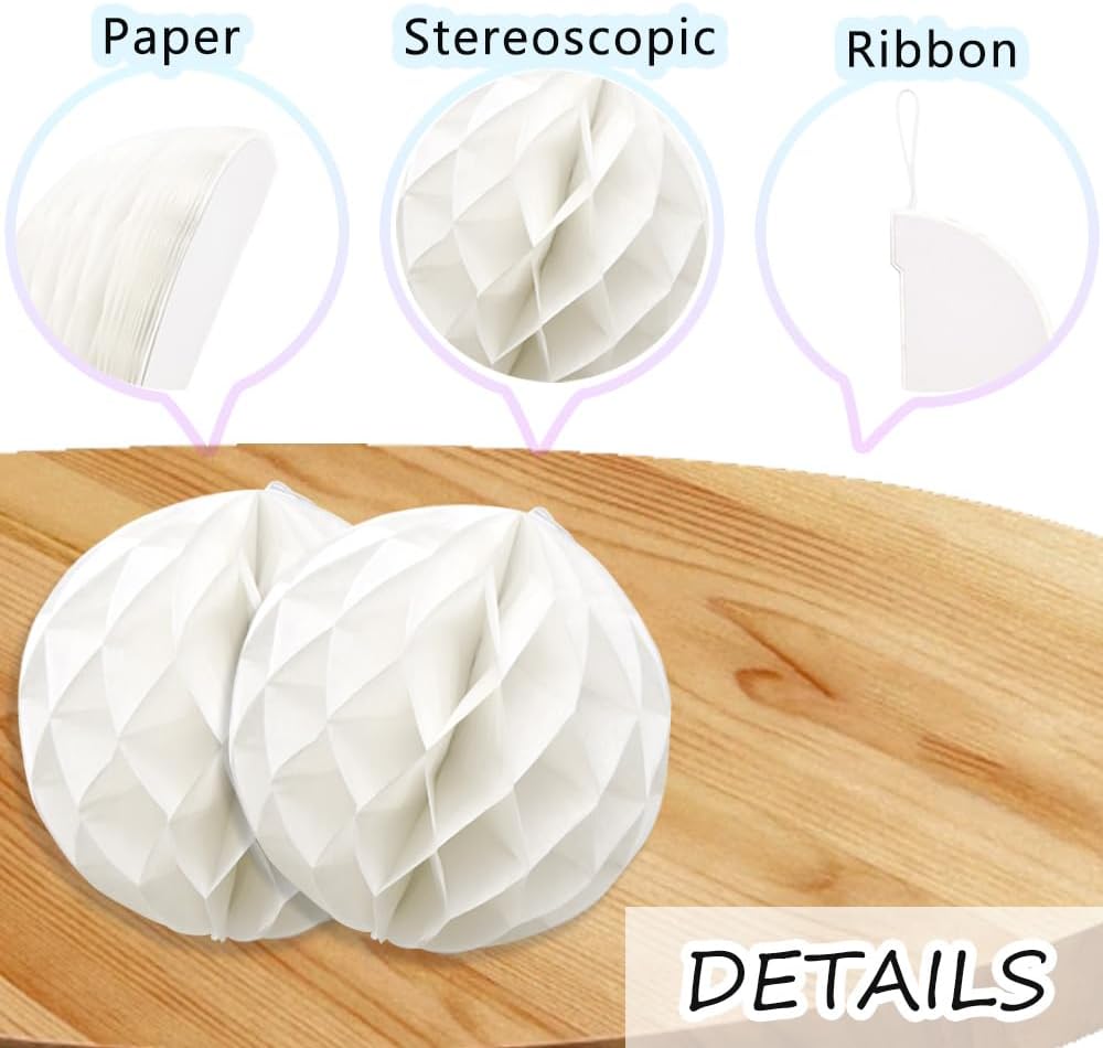 Hocansen 8 Pcs Paper Honeycomb Balls for Parties
