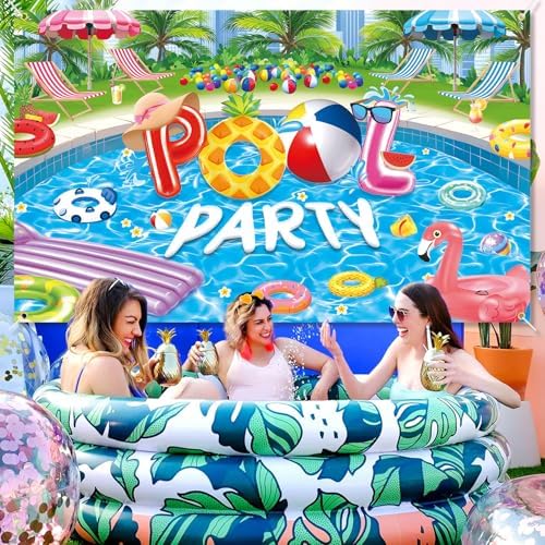Pool Party Banner 6x36 ft Bright Colors