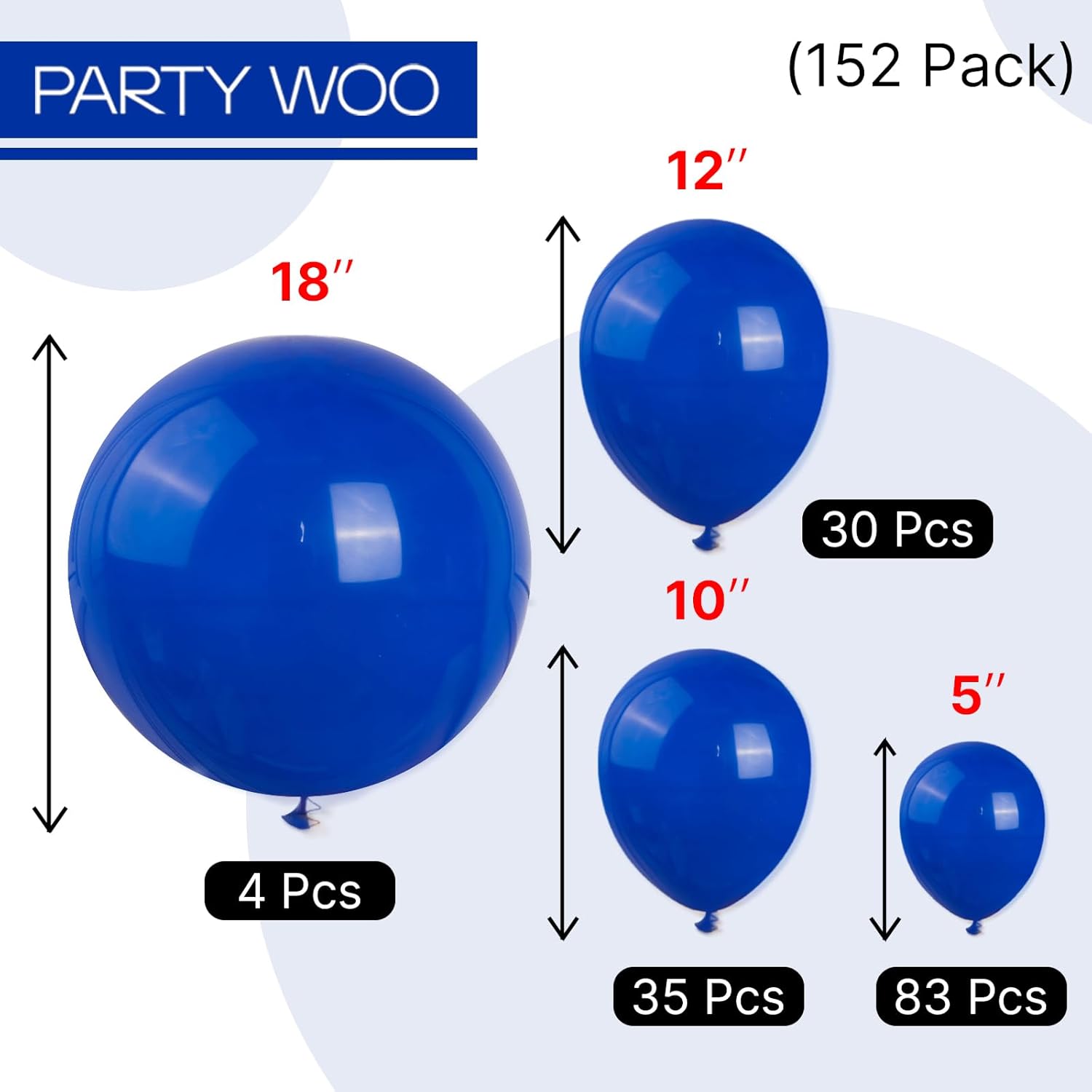 PartyWoo Royal Blue Balloons 152pcs Set