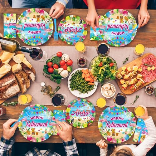 96 Pcs Hawaiian Aloha Retirement Party Plates Set