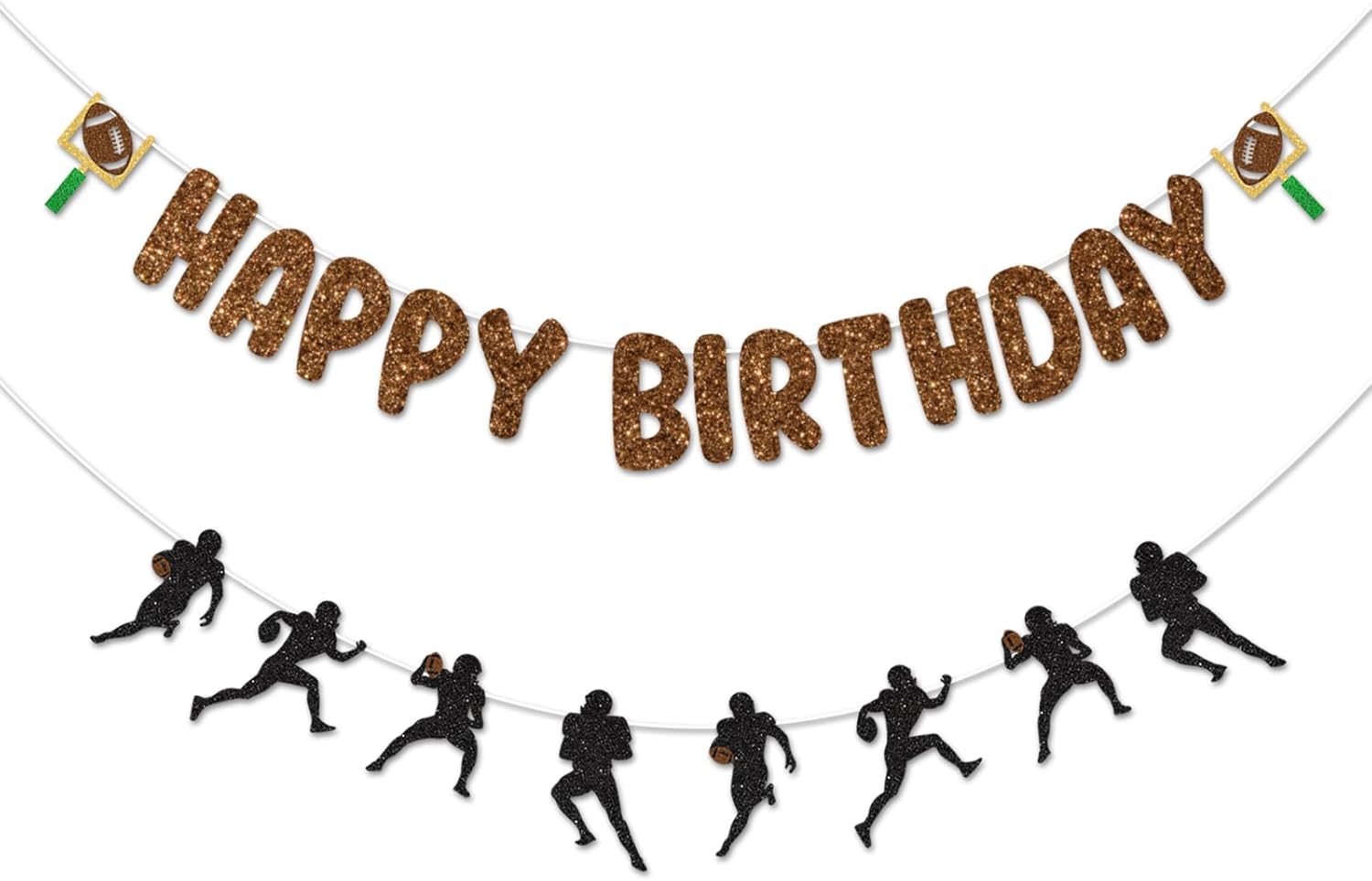 Football Birthday Banner with Glitter Letters