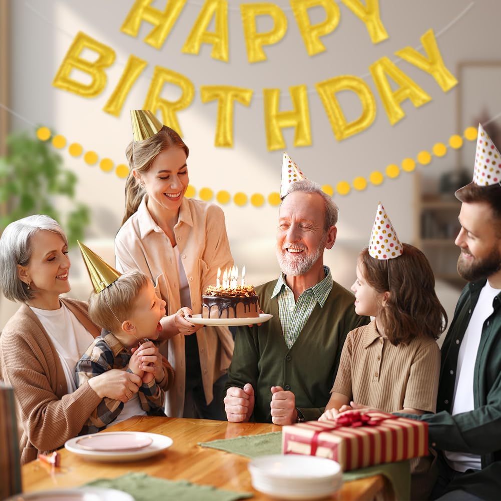 Gold Foil Happy Birthday Banner for Party Decorations