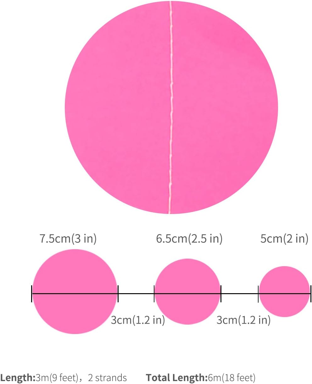 Hot Pink Paper Garland with Dots 20 Feet Total