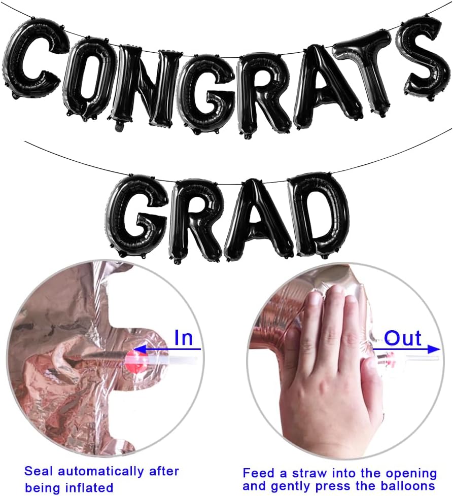 Black Graduation Congratulations Balloon Banner Kit 2025