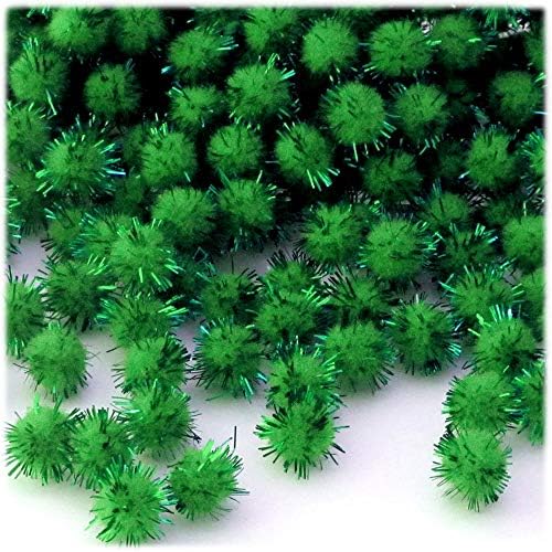 The Crafts Outlet Chenille Sparkly Pom Poms Emerald Green 05-inch 500pc