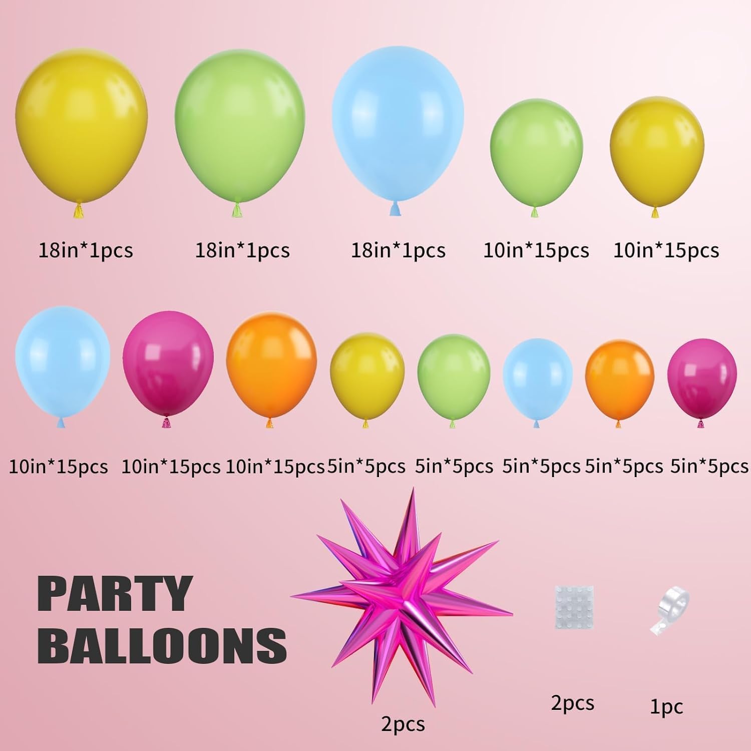 Rainbow Balloon Arch with 22in Star Foil Balloons