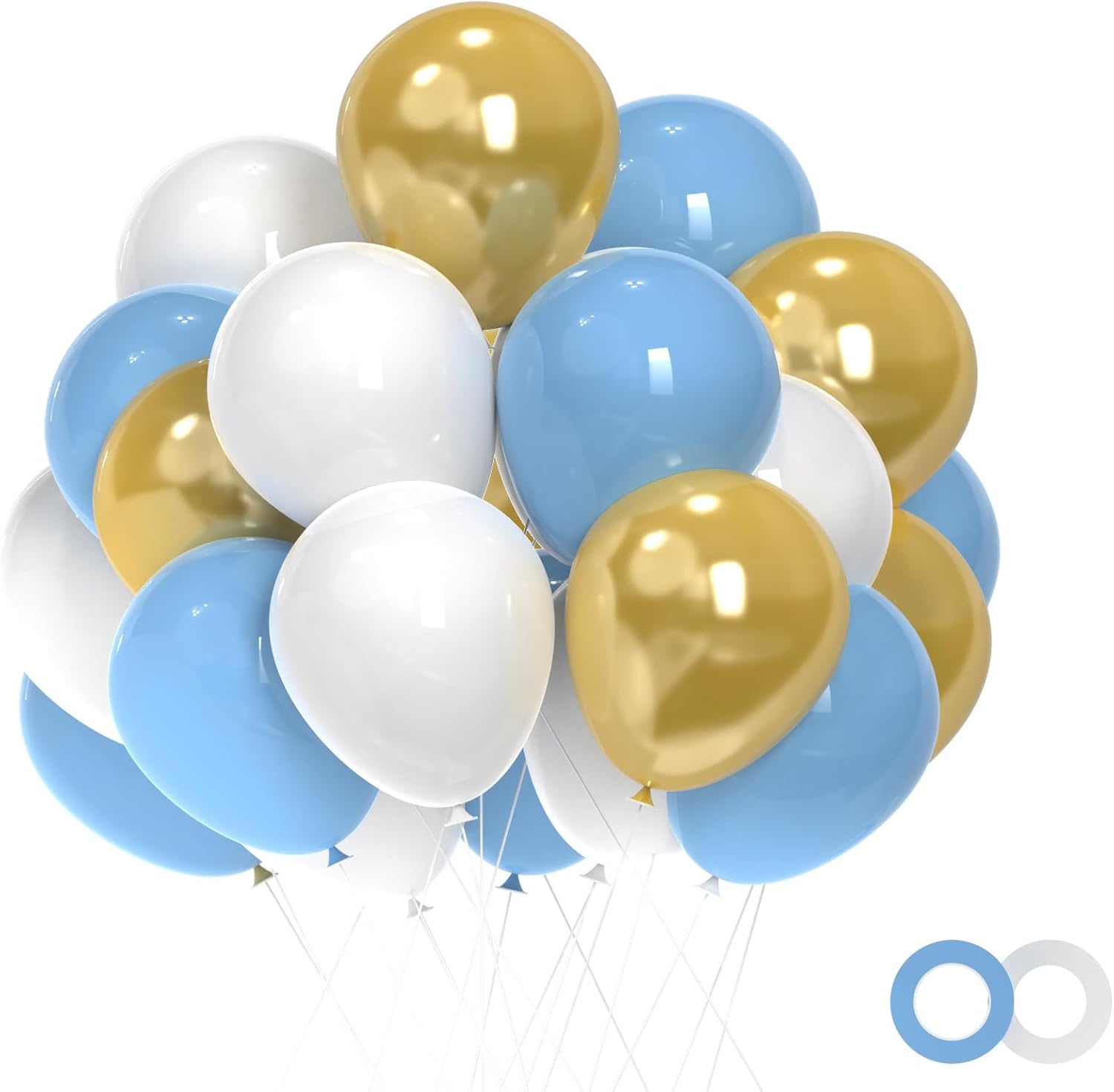 Blue and Gold Balloons 50pcs Party Decor Set
