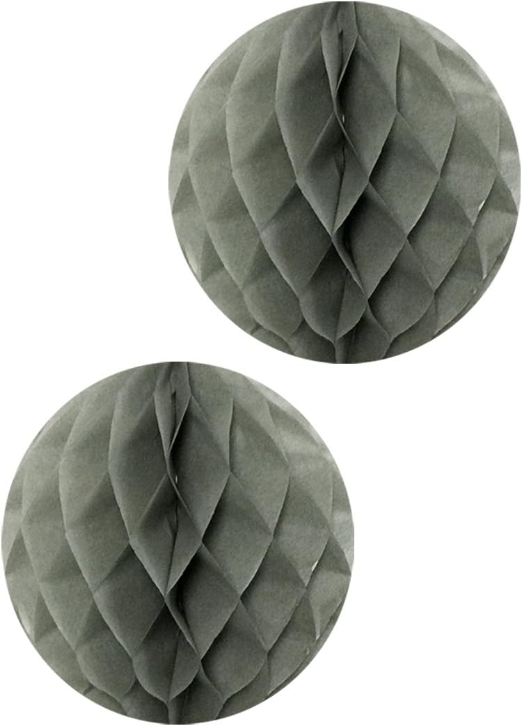Wrapables 14 Inch Tissue Honeycomb Balls Gray Set of 2