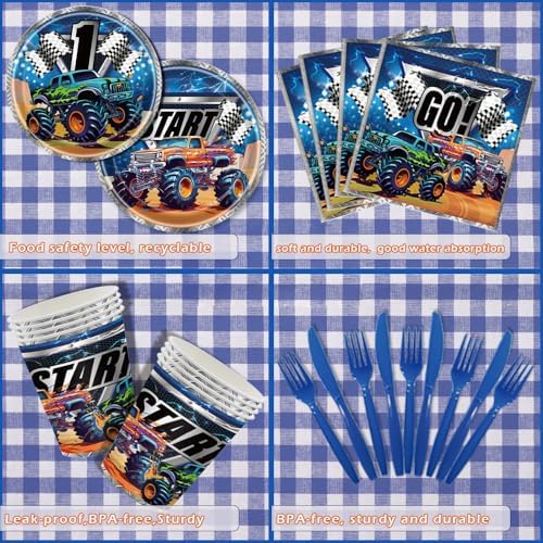 Monster Truck Birthday Party Decorations Set for 24 Guests