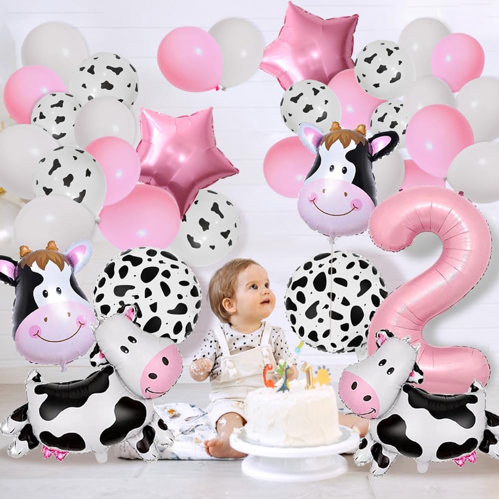 Lousuip Cow Balloons 2nd Birthday Decorations