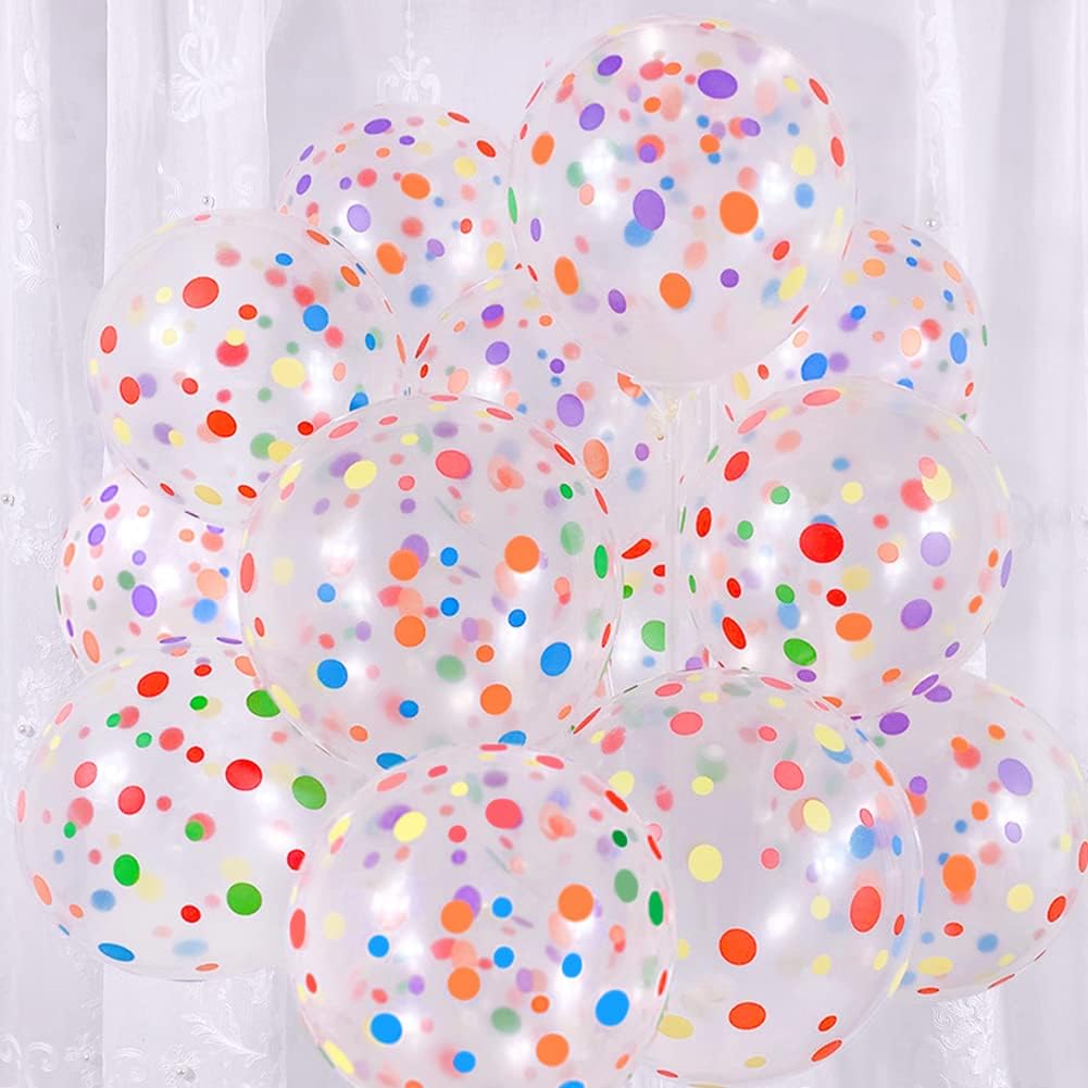 50 Piece Rainbow Polka Dot Balloons for Birthday Party