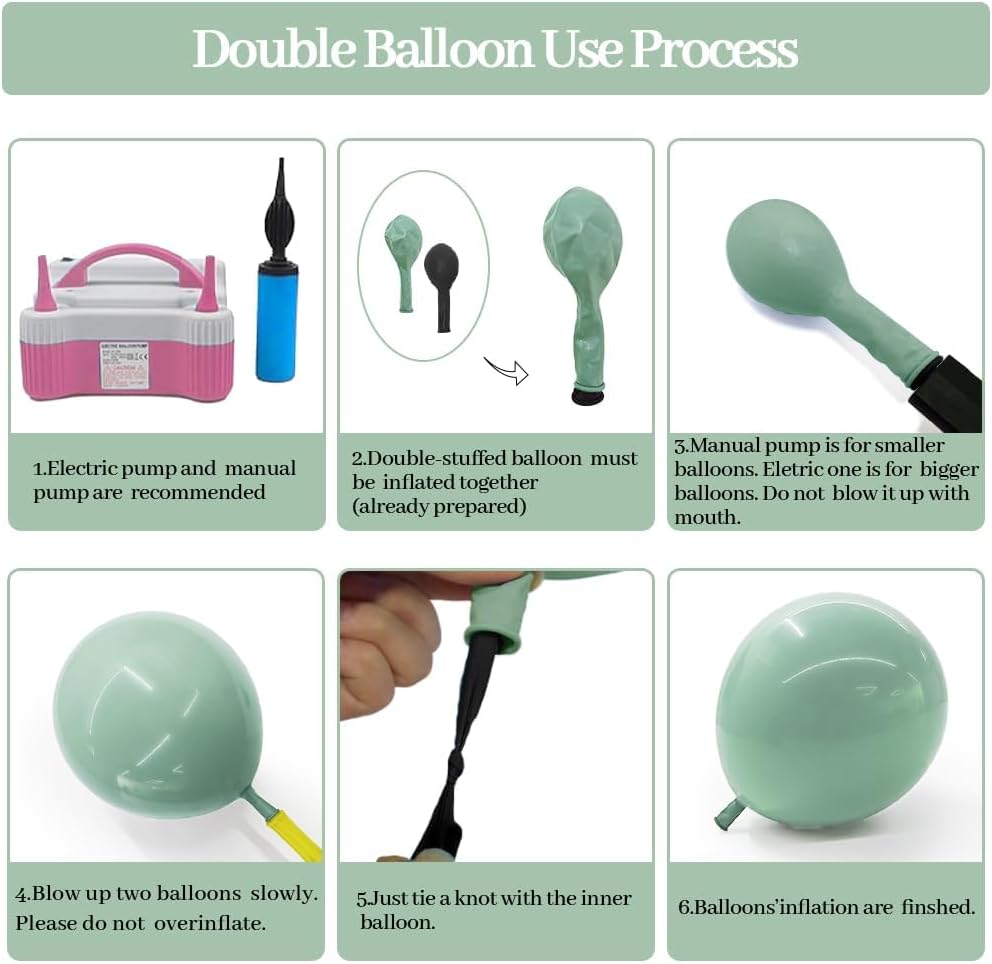 Dusty Green White Balloon Garland Party Decor Kit