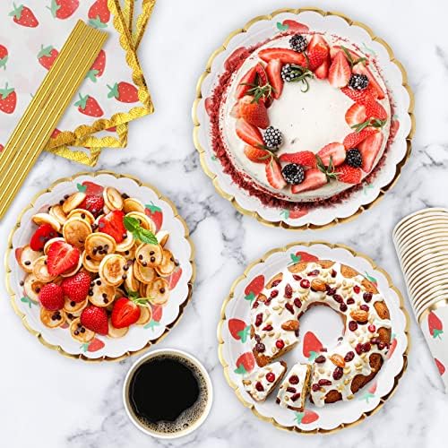 PULNDA Strawberry Disposable Tableware Set 120 Pieces