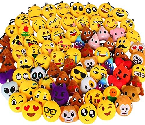 Dreampark 80 Pack Mini Emoticon Keychains