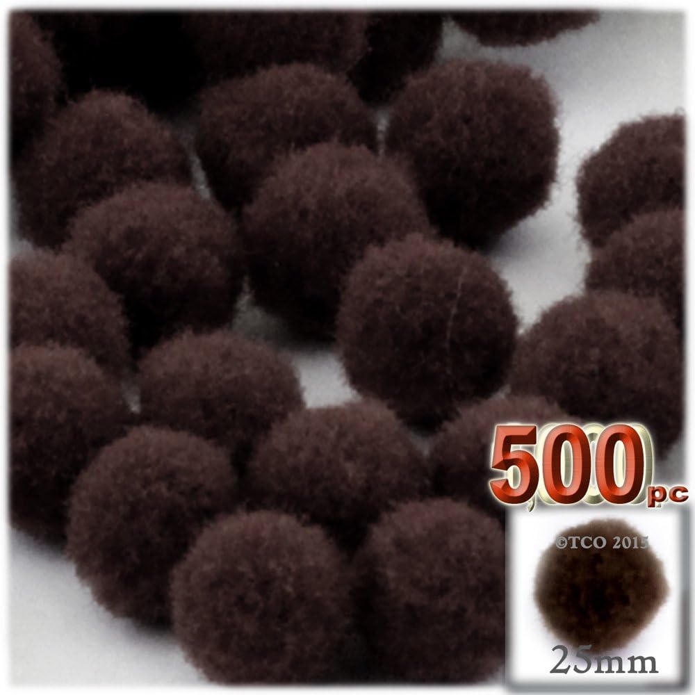 The Crafts Outlet 500-Piece Coffee Brown Pom Poms