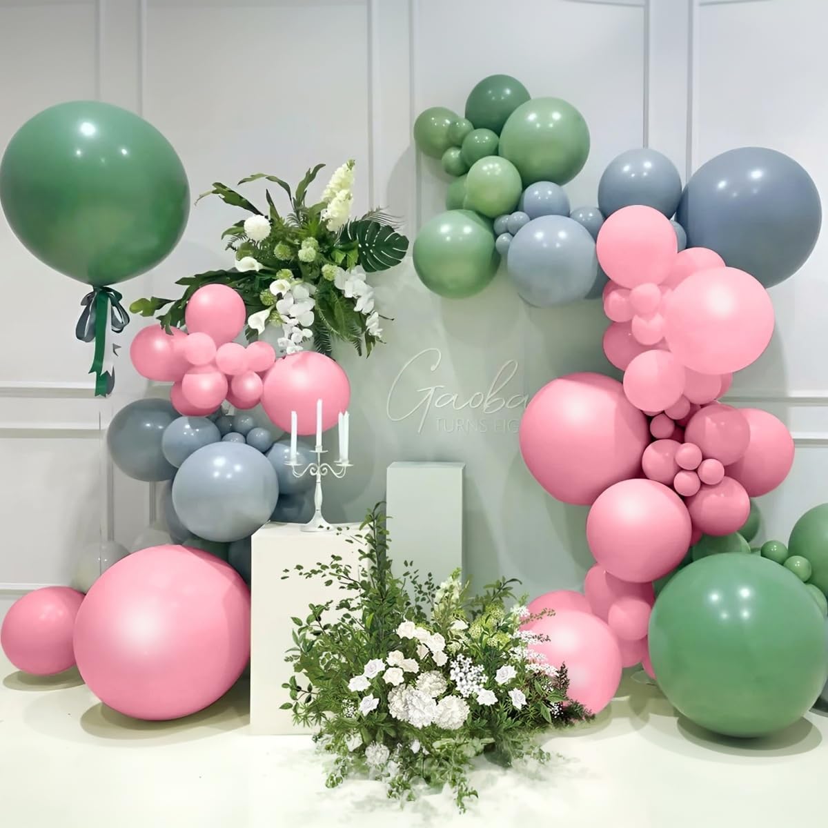 Sage Green Pink Gold Balloon Arch Kit 141Pcs