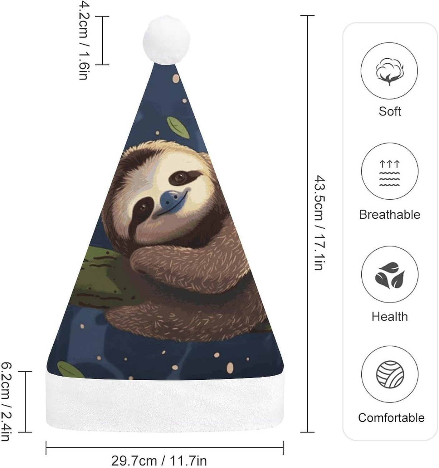 Santa Hat Sloth Lazy Christmas Party Headwear