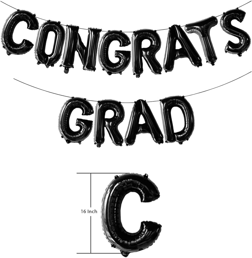 Black Graduation Congratulations Balloon Banner Kit 2025