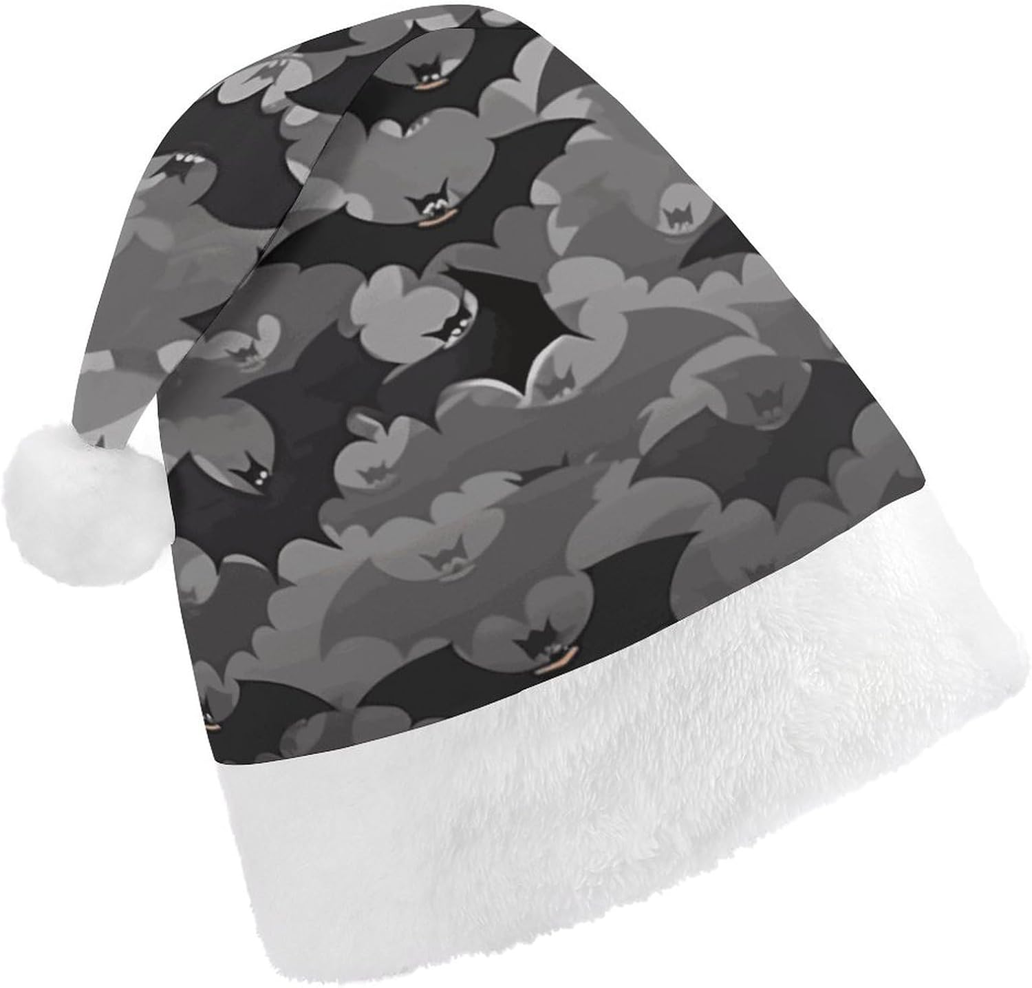 Santa Hat Halloween Bats Grey Christmas Headwear