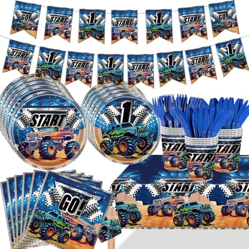 Monster Truck Birthday Party Decorations Set for 24 Guests