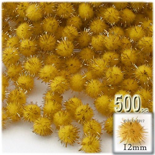 The Crafts Outlet Chenille Sparkly Pom Poms Red 05 Inch 500 Pc