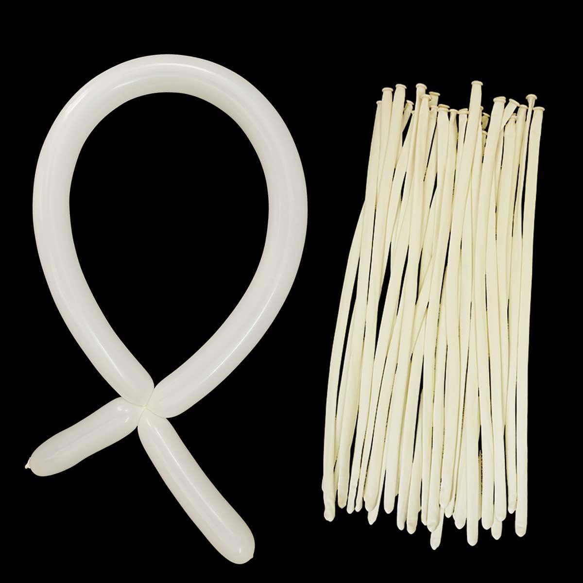 260 White Long Balloons with Ties for Arch