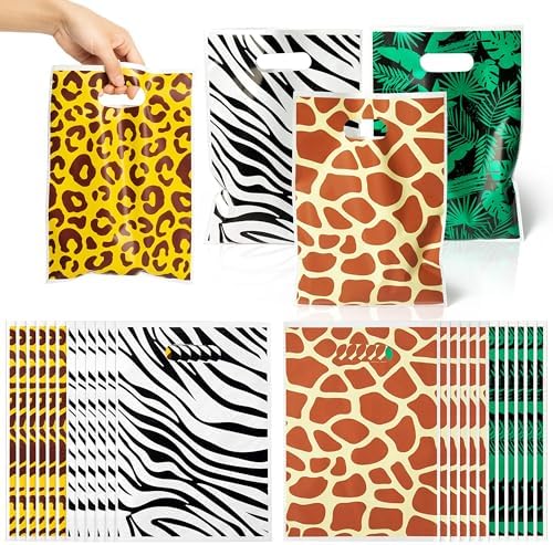 Animal Print Party Favor Bags 60Pcs Summer Jungle Safari Themed Gift Bags
