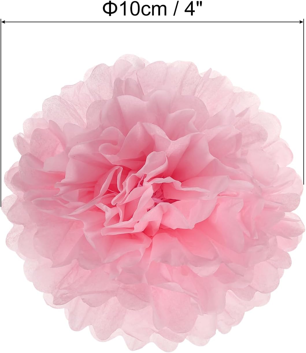 PATIKIL 4 Inch Tissue Pom Poms Flowers 10 Pack Light Pink