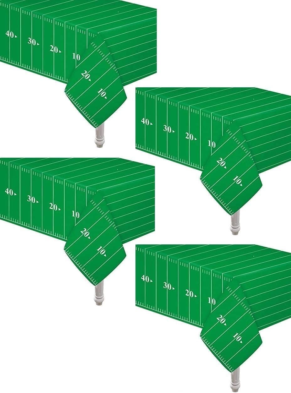 Oojami 4 Pack Football Field Table Cover and Banner Set - Green 54x78 Inches