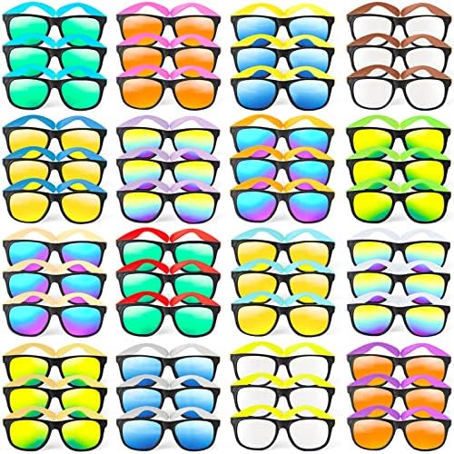 Cawiew 48 Pack Neon Plastic Sunglasses with UV400 Protection