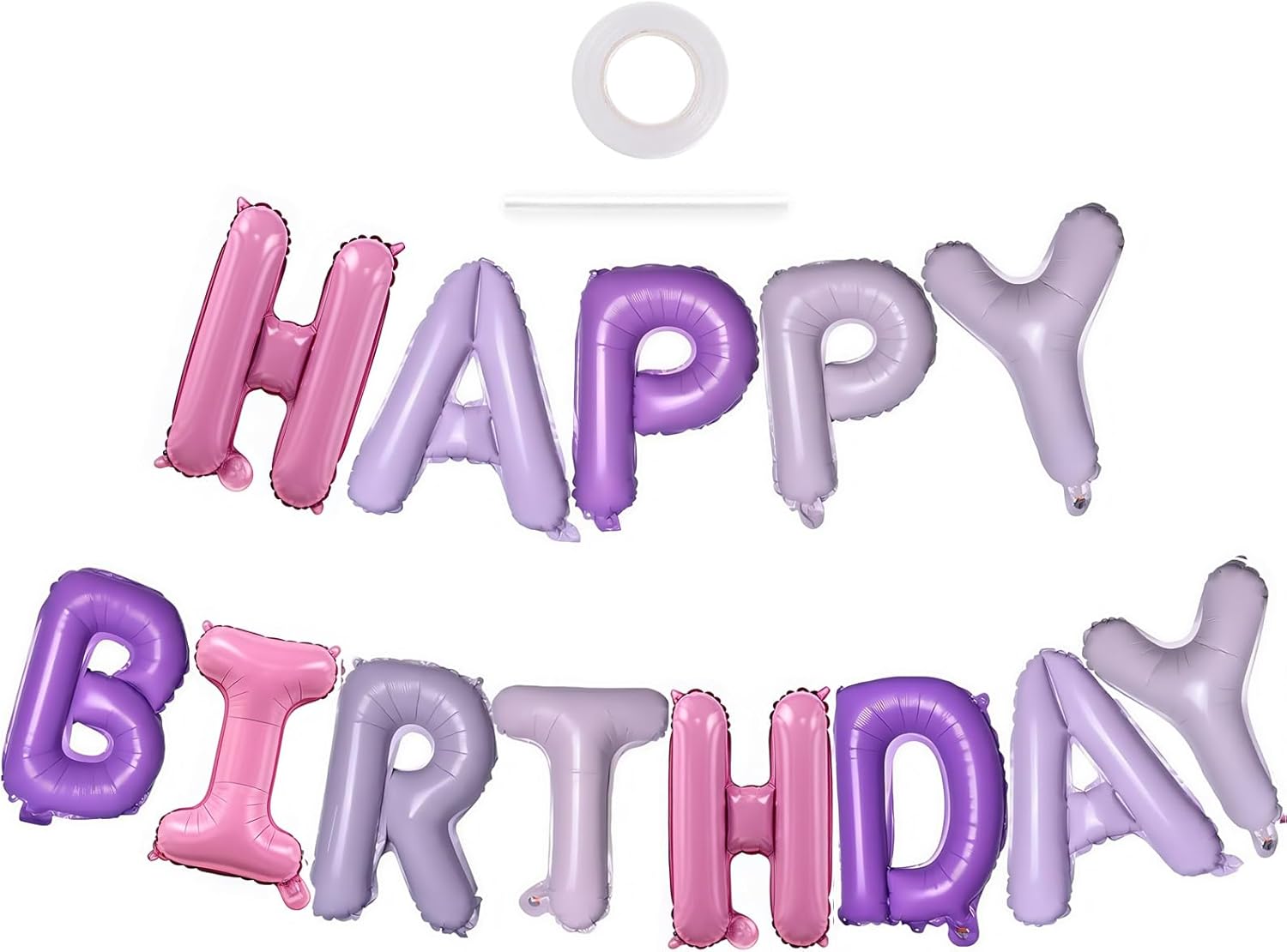 Pink Purple Happy Birthday Balloons Banner 16 Inch Decor