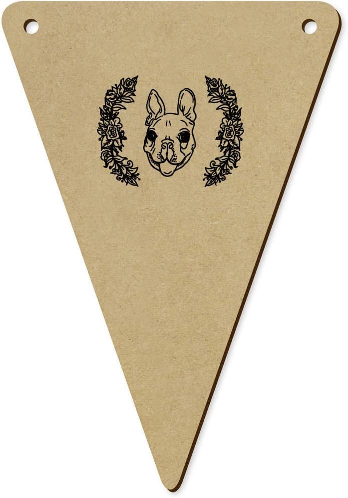 Azeeda Floral Boston Terrier Wooden Bunting Flags