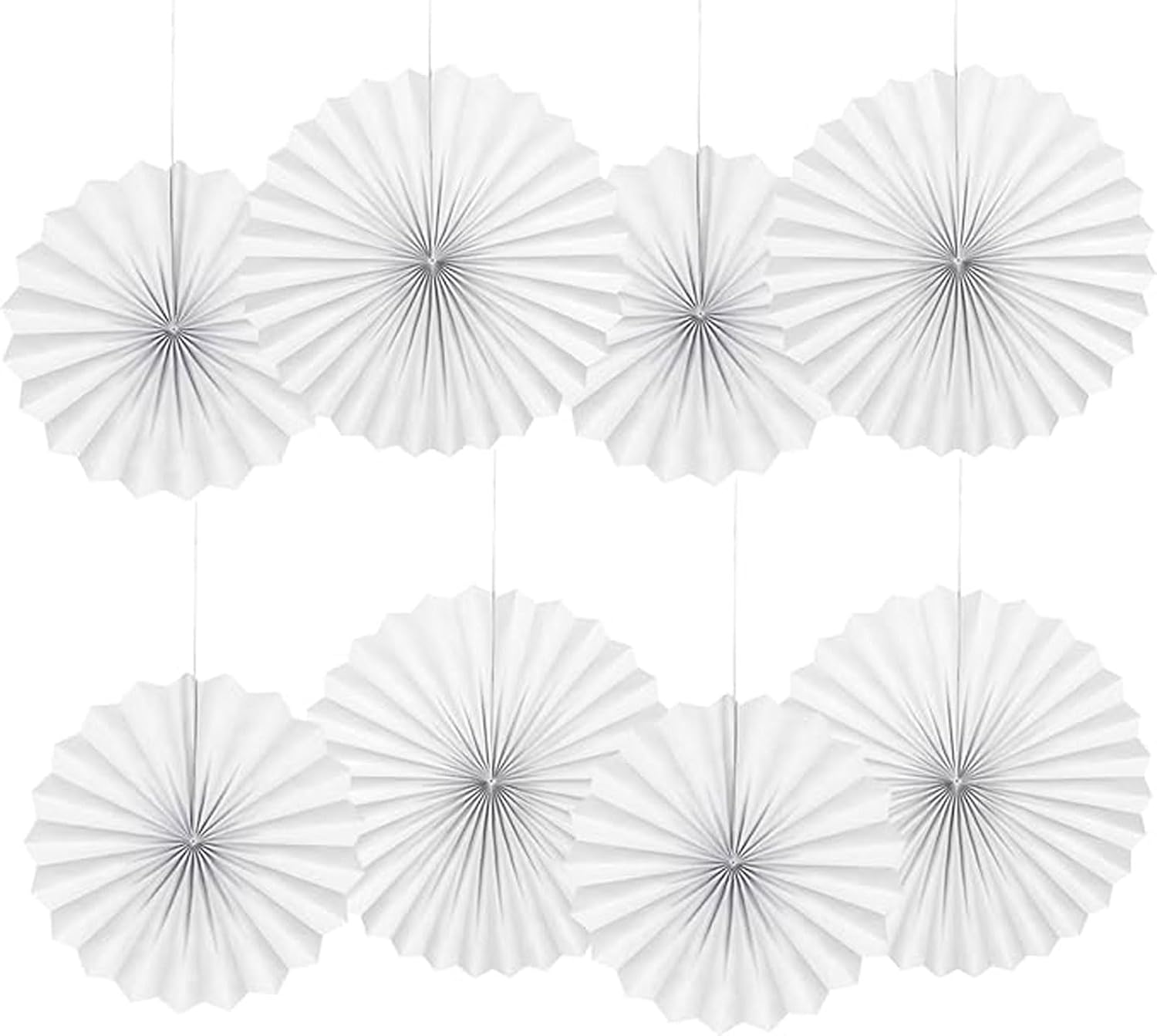 White Paper Fans Hanging Party Decorations Pack of 6