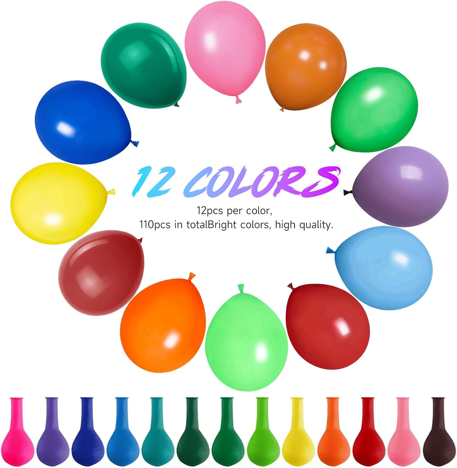 110PCS Rainbow Balloons 12 Inch Party Decorations