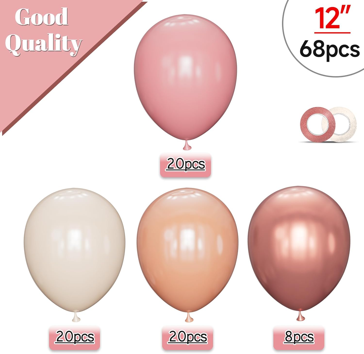 68 Pcs Retro Pink Balloons for Parties and Celebrations