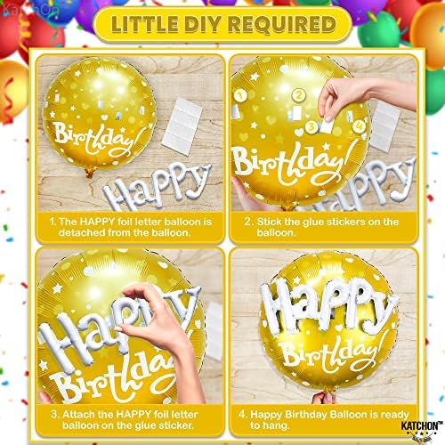 Gold Happy Birthday Balloon Set - 23 Inch Pack of 5