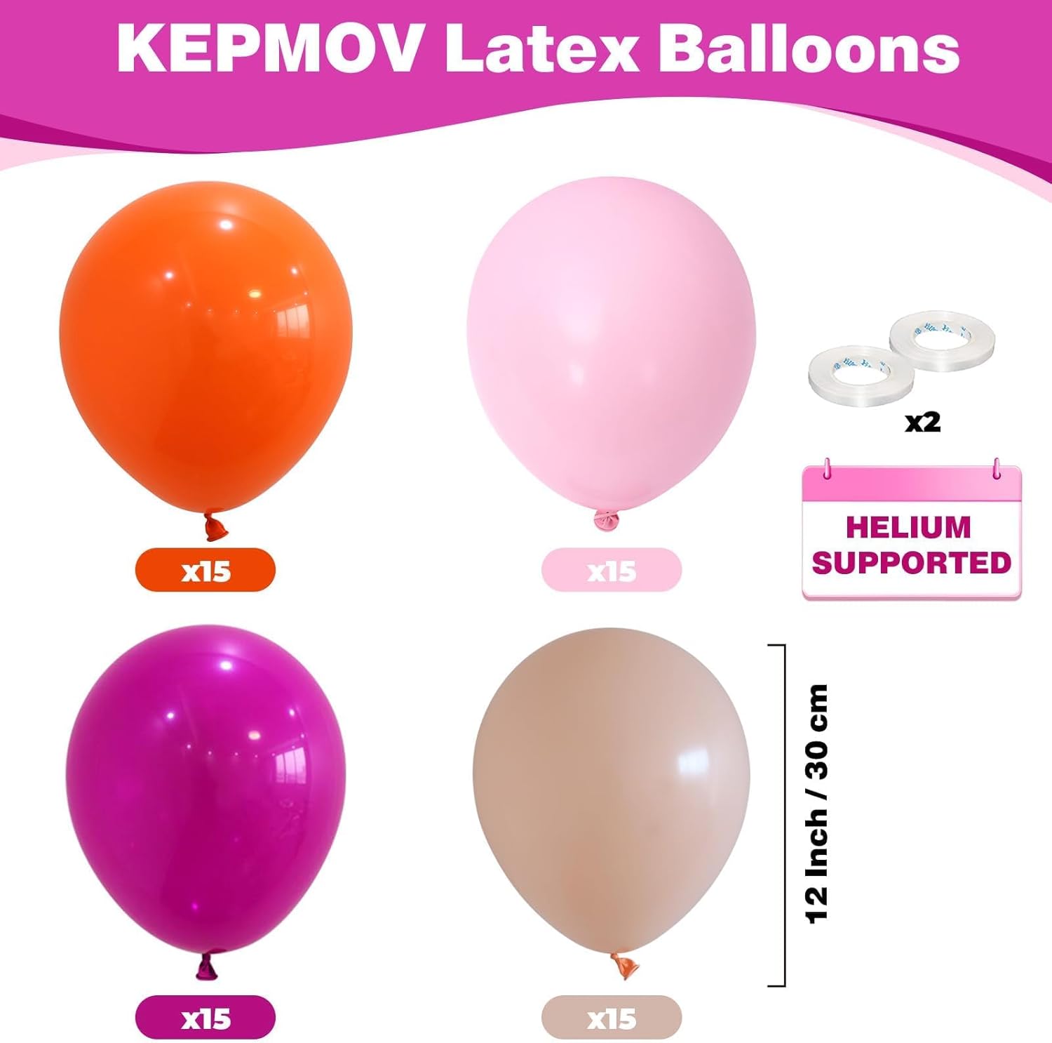 60 Piece Hot Pink Orange Balloons 12 Inch Party Decoration